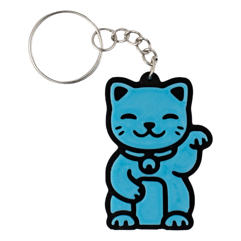 Brelok breloczek FLUORESCENCYJNY do kluczy maneki neko japoński kot szczęścia 3D