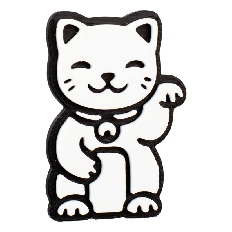 Magnes na lodówkę Maneki Neko Japoński Kot Szczęścia Biały 3D