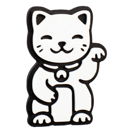 Magnes na lodówkę Maneki Neko Japoński Kot Szczęścia Biały 3D