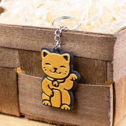 Brelok breloczek do kluczy maneki neko japoński kot szczęścia Złoty 3D