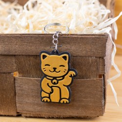 Brelok breloczek do kluczy maneki neko japoński kot szczęścia Złoty 3D