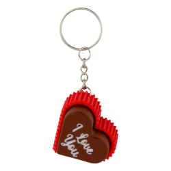 Brelok breloczek klik clicker brązowo-czerwony Serce na prezent 3D