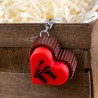 Brelok breloczek klik clicker czerwono-brązowy Serce na prezent 3D