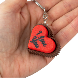 Brelok breloczek klik clicker czerwono-brązowy Serce na prezent 3D