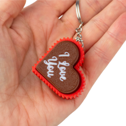 Brelok breloczek klik clicker brązowo-czerwony Serce na prezent 3D