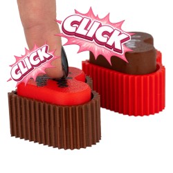 Brelok breloczek klik clicker czerwono-brązowy Serce na prezent 3D