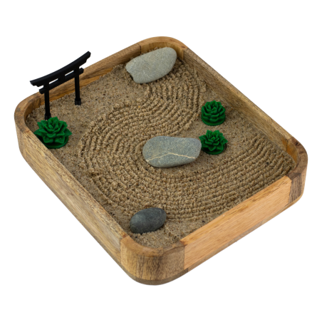 Ogród Ogródek Zen drewniany 22cm x 18,8cm Relaks Medytacja Harmonia