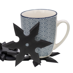 Podkładka podstawka pod kubek Shuriken Gwiazdka Zestaw x4 ze stojakiem