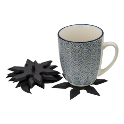 Podkładka podstawka pod kubek Shuriken Gwiazdka Zestaw x4 ze stojakiem