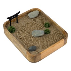 Ogród Ogródek Zen drewniany 22cm x 18,8cm Relaks Medytacja Harmonia