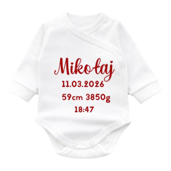 Personalizowana Naprasowanka Aplikacja Termo Metryczka na body dla dziecka