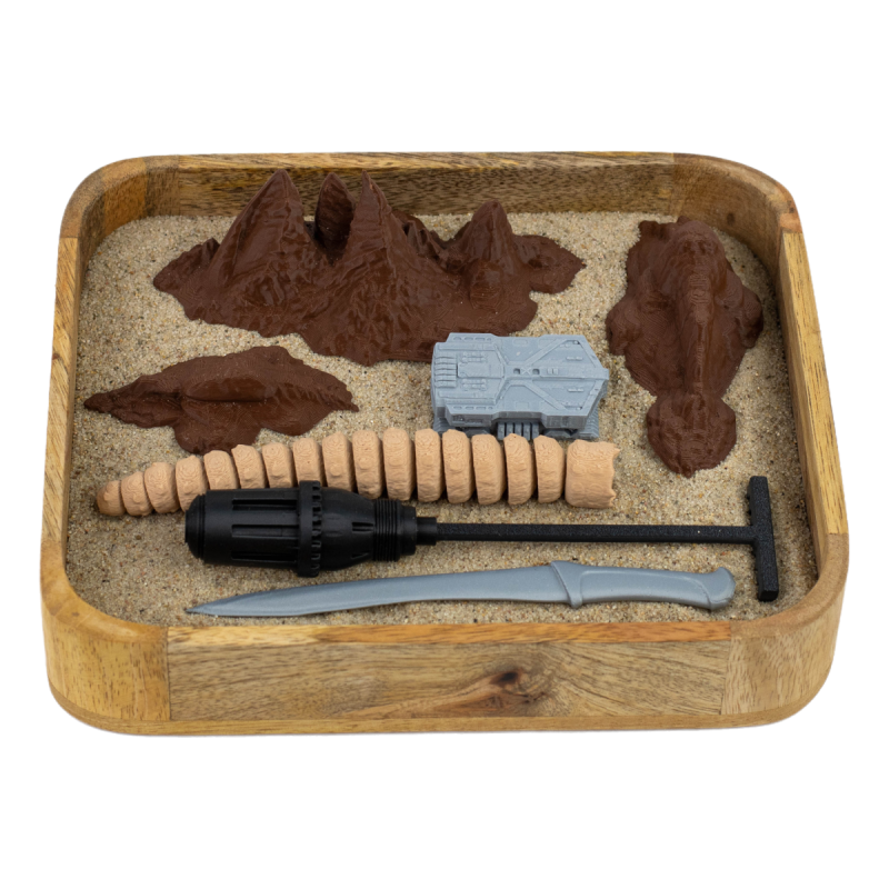 Ogród Ogródek Zen - Pustynna Planeta drewniany Si-Fi SF 22cm x 18,8cm