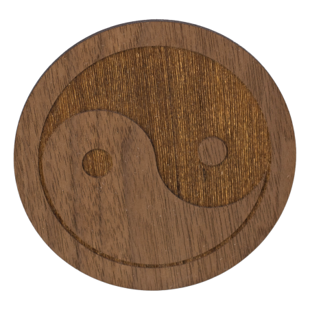 Podkładka podstawka pod kubek Yin Yang 10x10 cm drewniana Orzech