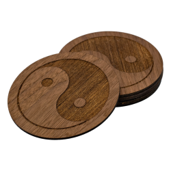 Podkładka podstawka pod kubek Yin Yang 10x10 cm drewniana Orzech
