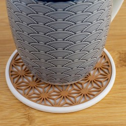 Podkładka podstawka pod kubek Kumiko Zestaw x6 ze stojakiem Japonia Japandi