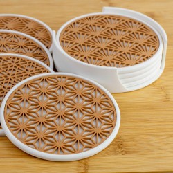 Podkładka podstawka pod kubek Kumiko Zestaw x6 ze stojakiem Japonia Japandi