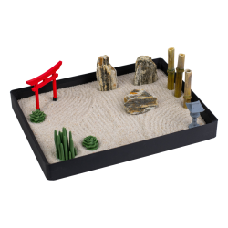 Ogród Ogródek Zen Mini 22cm x 16,5cm Relaks Medytacja Japonia Bambus Torii