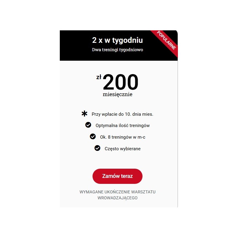 Karnet na treningi x2 w tygodniu / mc