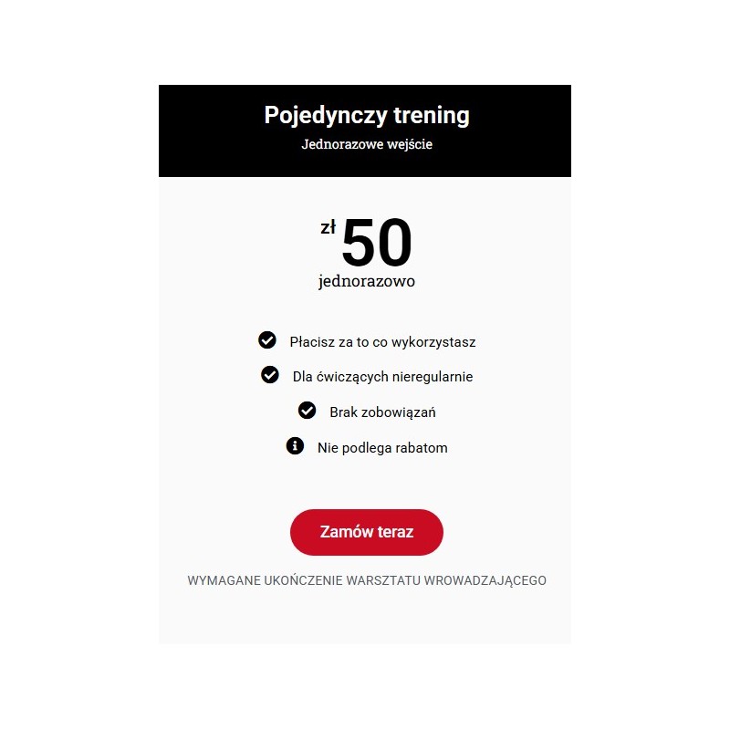 Karnet na pojedynczy treningi