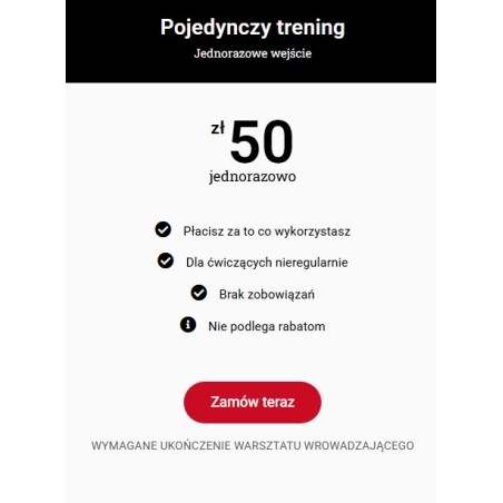 Karnet na pojedynczy treningi