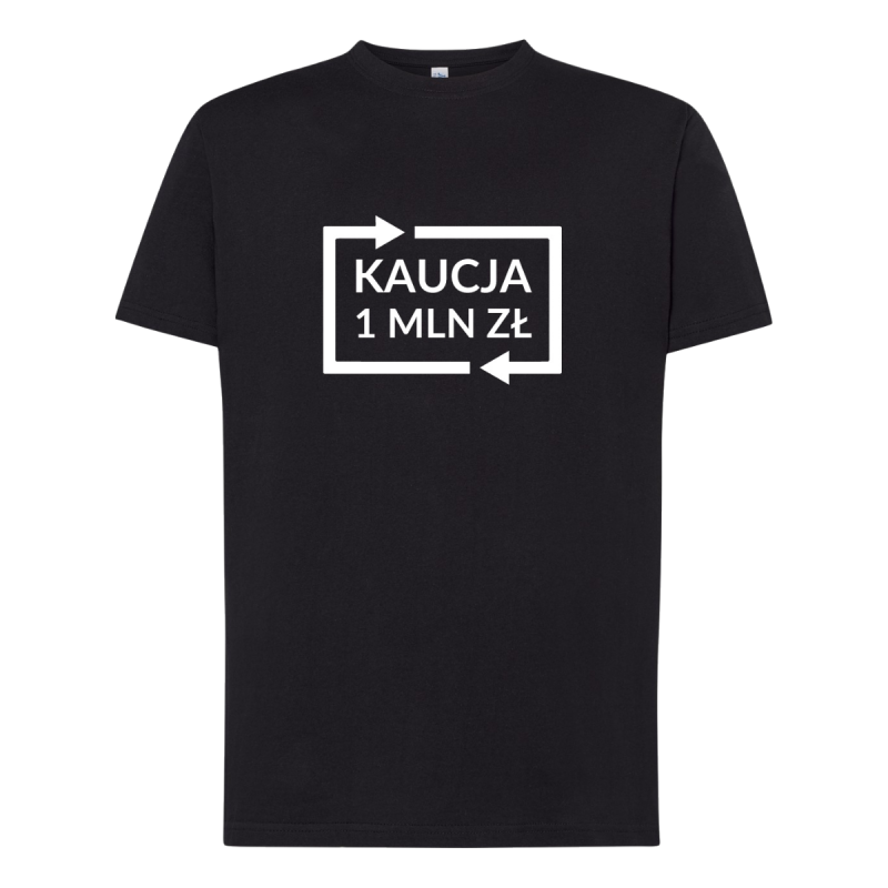 T-shirt Koszulka z grafiką KAUCJA SYSTEM KAUCYJNY męska czarna bawełna S-XXL