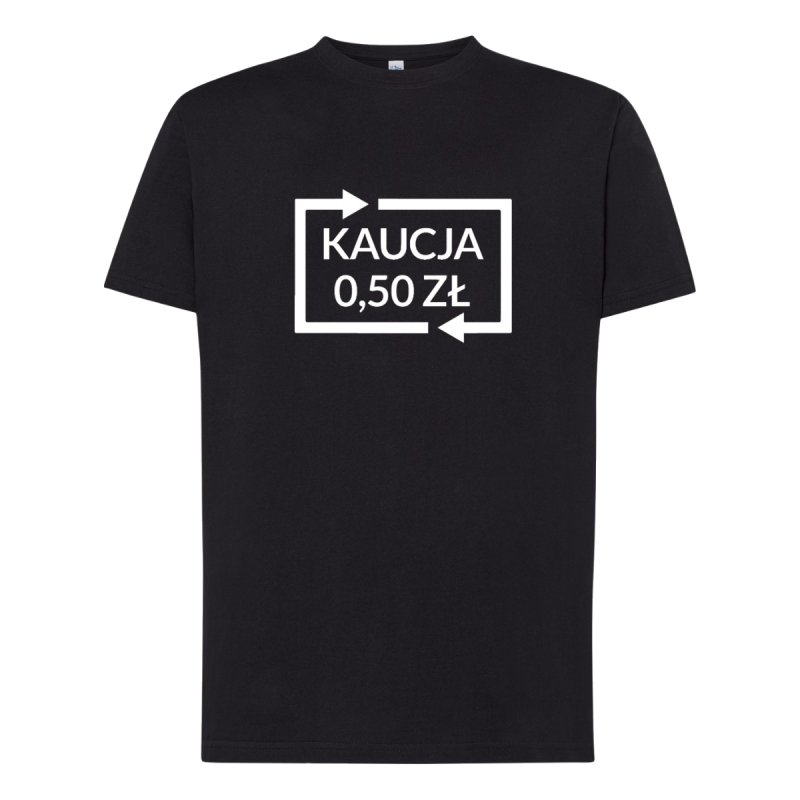 T-shirt Koszulka z grafiką KAUCJA SYSTEM KAUCYJNY 0,50 męska czarna bawełna S-XXL
