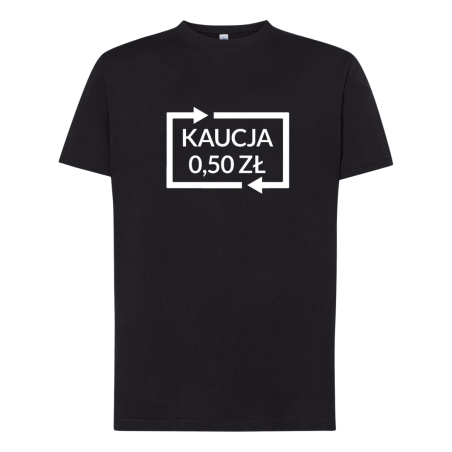 T-shirt Koszulka z grafiką KAUCJA SYSTEM KAUCYJNY 0,50 męska czarna bawełna S-XXL