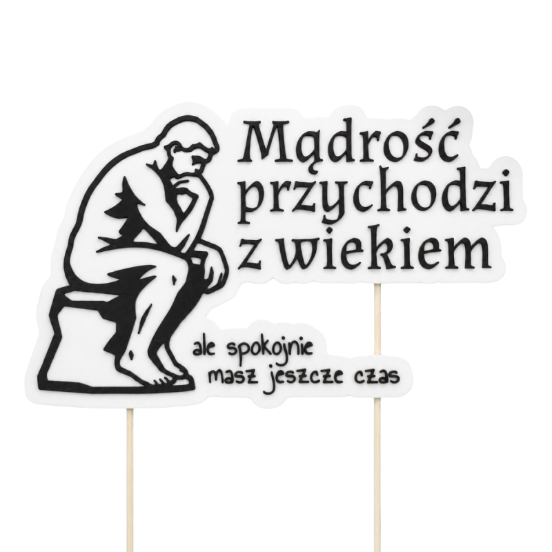 Topper Dekoracyjny Urodzinowy Mądrość Przychodzi z Wiekiem Śmieszny