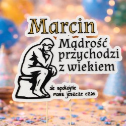 Personalizowany Topper Dekoracyjny Urodzinowy Mądrość Przychodzi z Wiekiem 3D