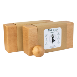 ZESTAW do Jogi Pilatesu drewno olejowane BUK PREMIUM blok 2 szt, kula 1 szt