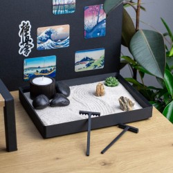 Ogród Ogródek Zen Mini 22cm x 16,5cm Relaks Medytacja Świeca Świecznik Harmonia
