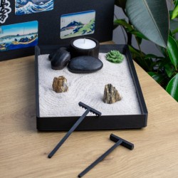 Ogród Ogródek Zen Mini 22cm x 16,5cm Relaks Medytacja Świeca Świecznik Harmonia